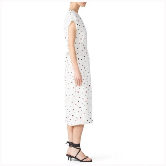 Chinti & Parker Strawberry Field Ana Midi Dress Short Sleeve V-Neck Tie Waist - Picture 3 of 16
